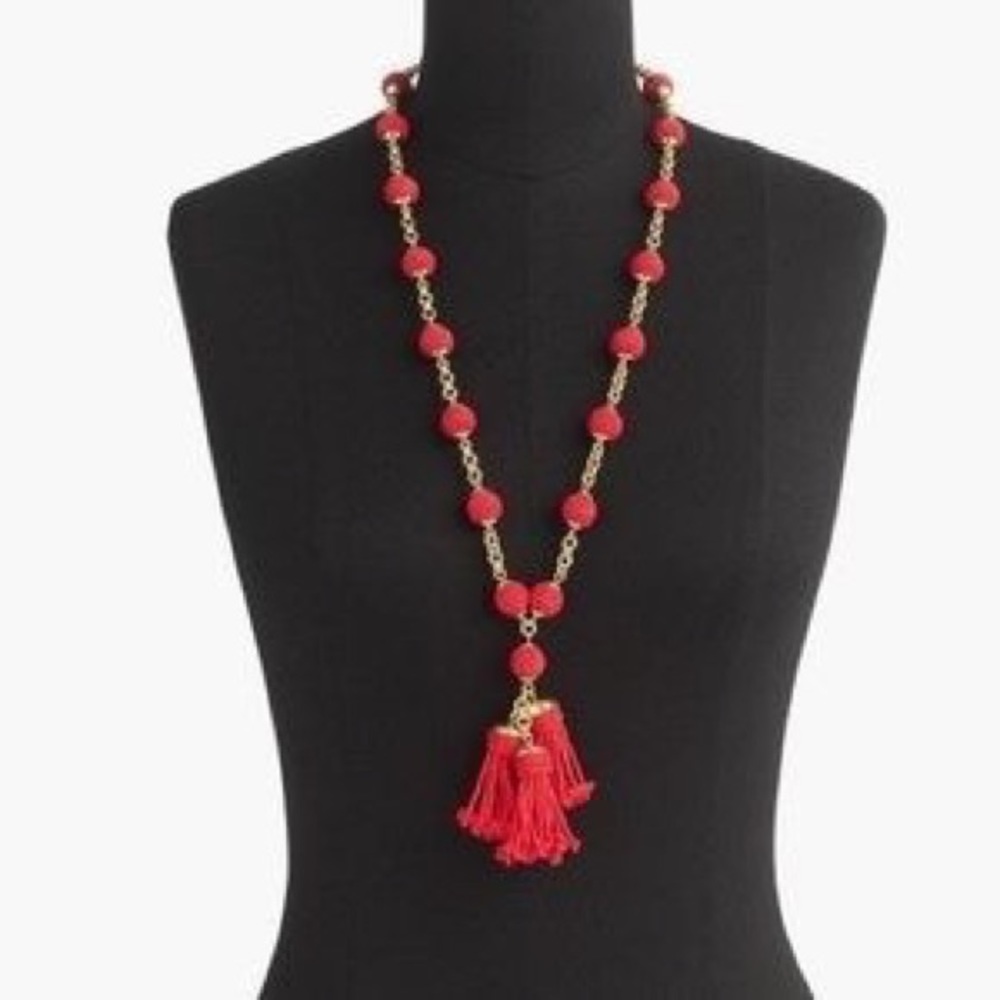J. Crew Beaded Tassel Statement Necklace